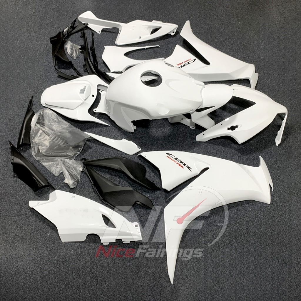 Custom-Painted White Motorcycle Bodywork Kit Fits 2012-2016 HONDA CBR1000RR | NiceFairings - front angle image