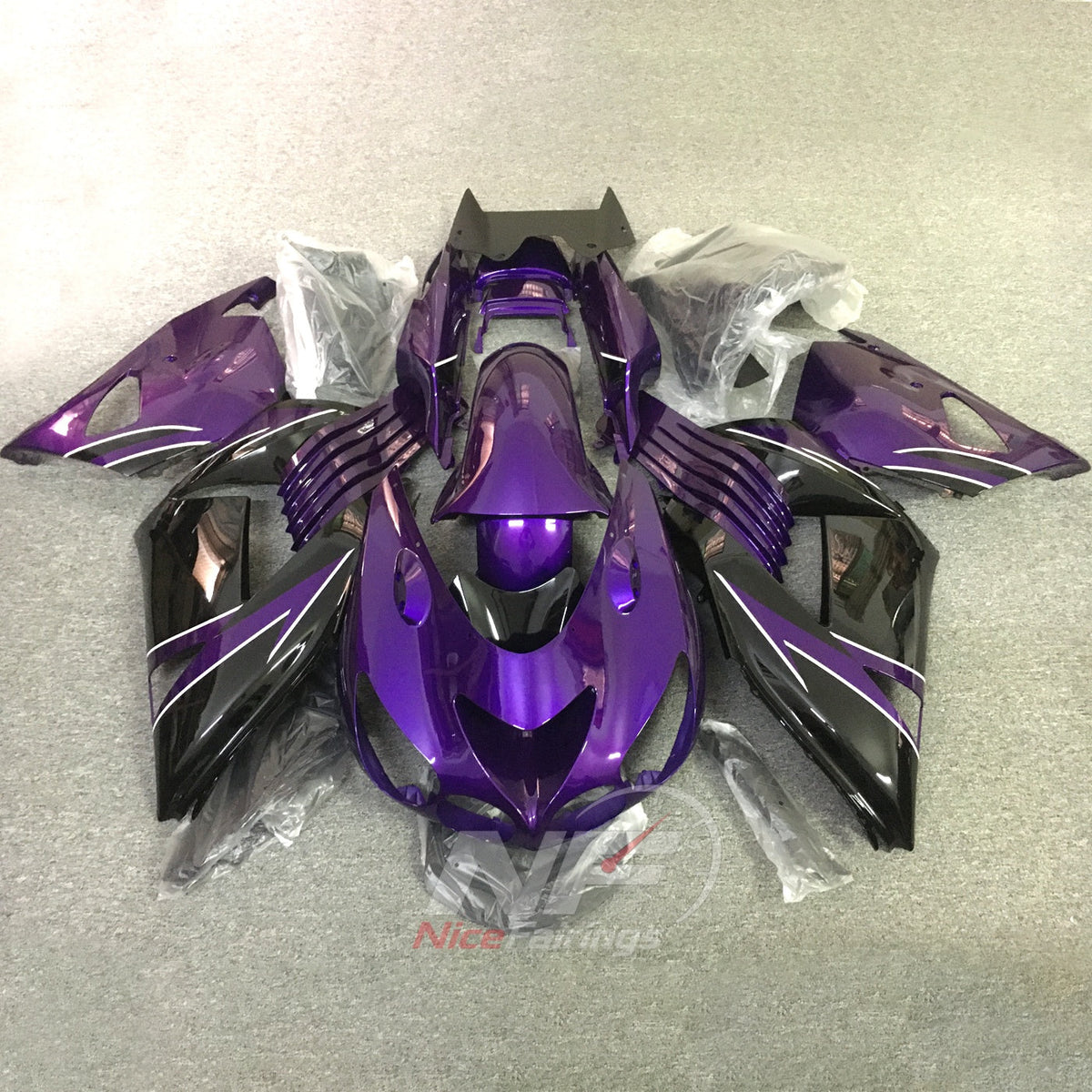 Replacement Fairings Fit 2006-2011 KAWASAKI Ninja ZX-14 / ZZR1400 - ABS Plastic Bodywork - Purple Gray Black | NiceFairings - main product image