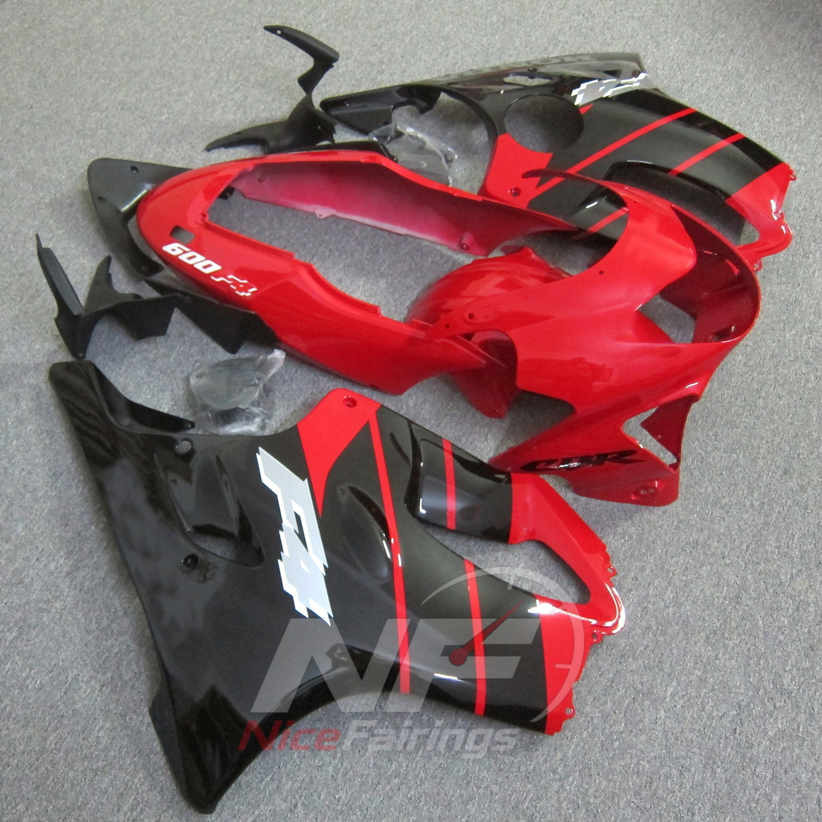 Custom Fairings Fit 1999-2000 HONDA CBR600 F4 - ABS Plastic - Red Black White | NiceFairings - front angle image