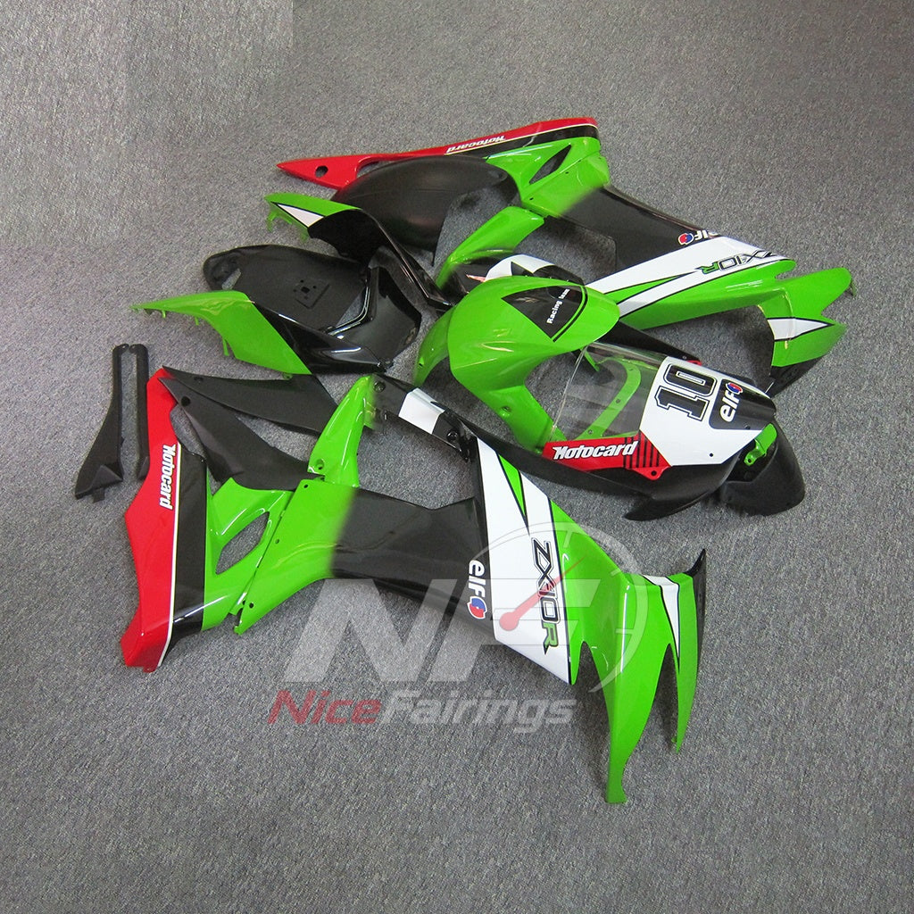Fairing Kit Fits 2008-2010 KAWASAKI ZX10R - Number Graphic ABS Injection | NiceFairings - front angle image