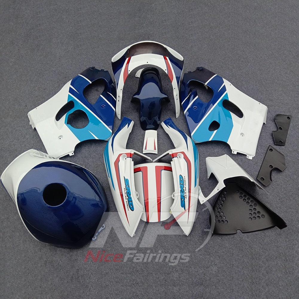 Fairing Kit Fits 1996-2000 SUZUKI GSXR600 - Stripe Graphic ABS Injection | NiceFairings - side angle image