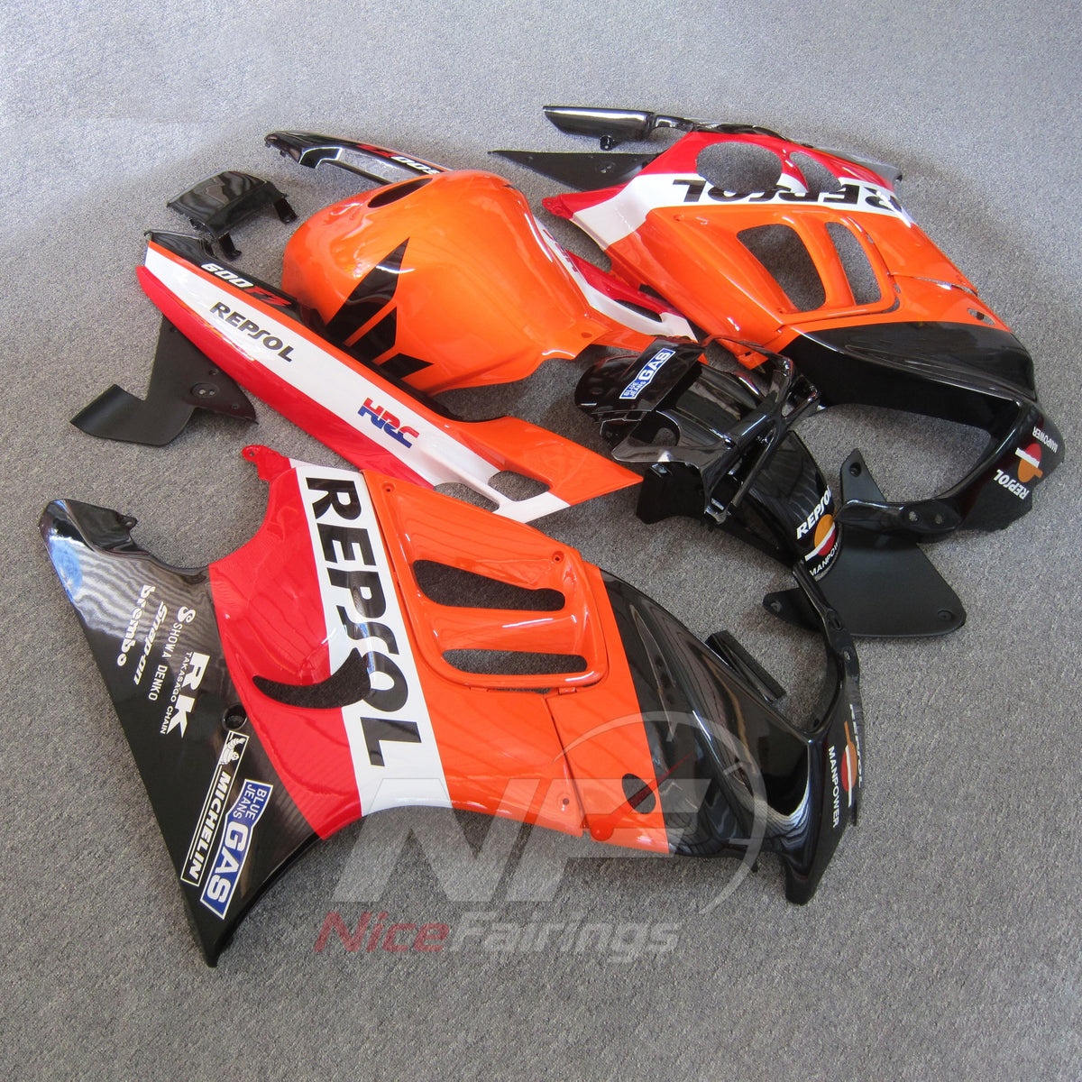 Aftermarket Fairing Kit Fits 1995-1996 HONDA CBR600 F3 - ABS Plastic - Orange White Black | NiceFairings - front angle image