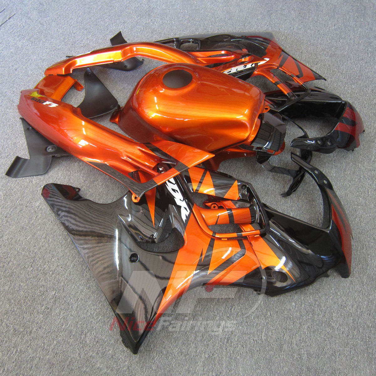 Sportbike Fairing Kit Fits 1995-1996 HONDA CBR600 F3 - ABS Plastic - Orange Black | NiceFairings - front angle image