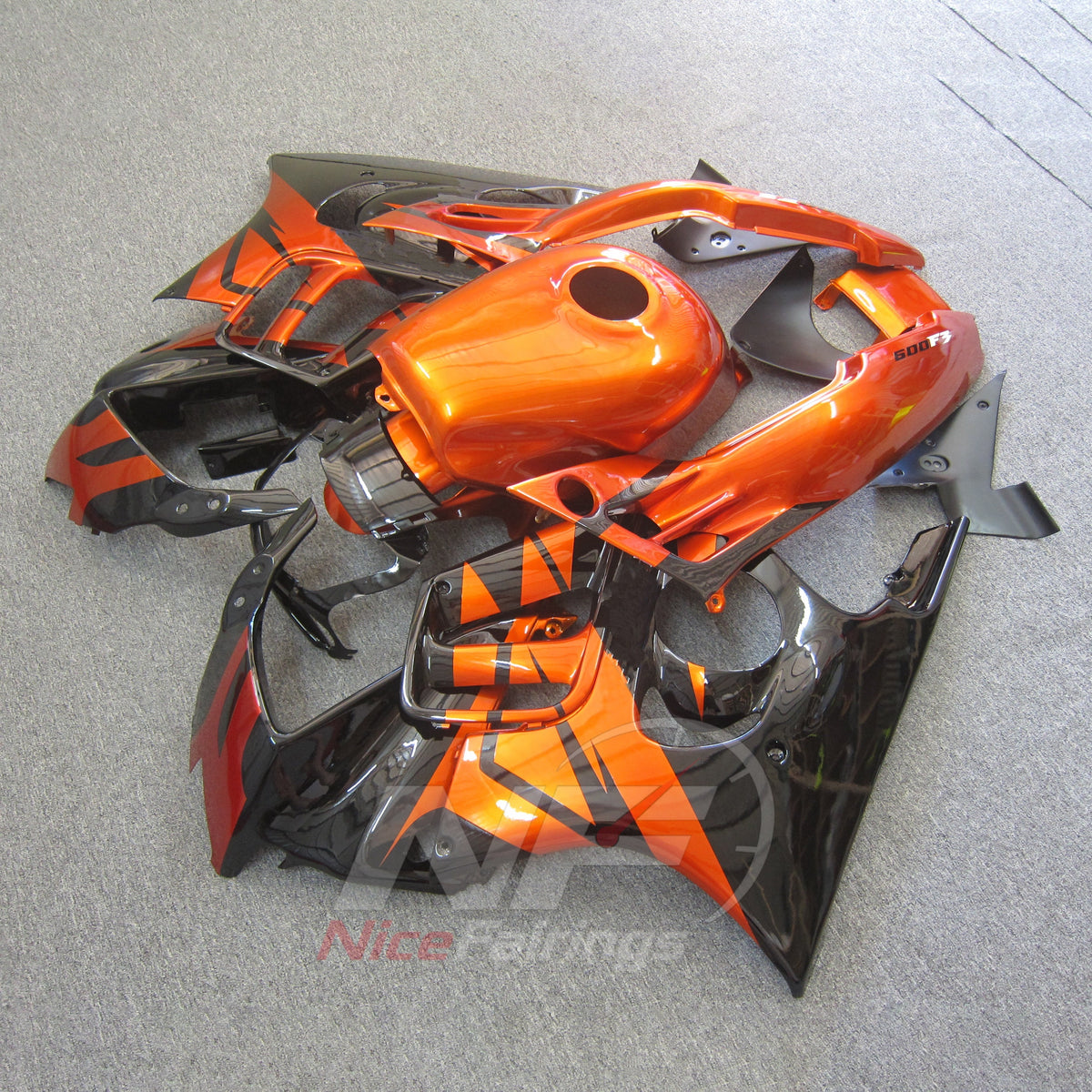 Sportbike Fairing Kit Fits 1995-1996 HONDA CBR600 F3 - ABS Plastic - Orange Black | NiceFairings - side angle image