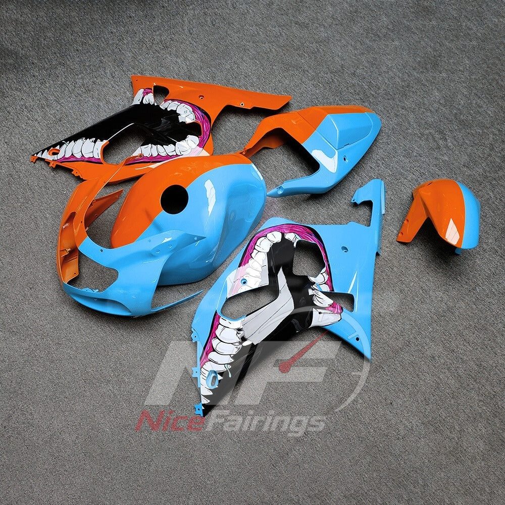 ABS Fairing Kit Fits SUZUKI GSX-R600 GSX-R750 K1 2001-2003 - Custom-Painted Shark Graphic | NiceFairings - front angle image