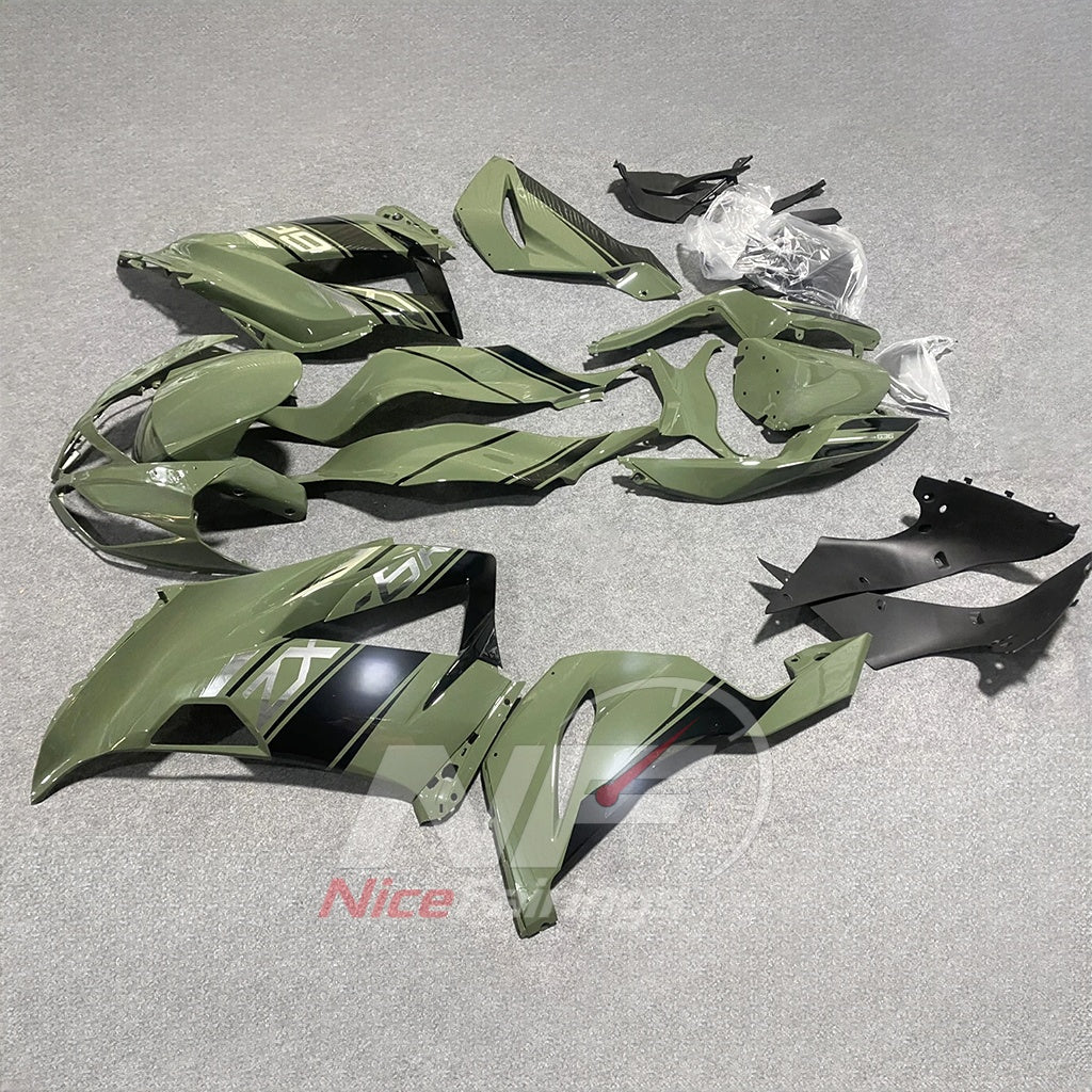 Custom-Painted Green Cowling Panel Set Fits KAWASAKI ZX6R 2013-2018 | NiceFairings - side angle image