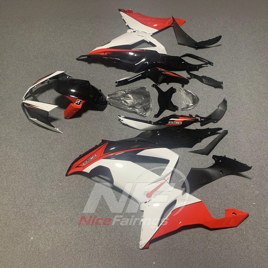 Aftermarket Sportbike Bodywork Set Fits 2013-2018 KAWASAKI ZX6R | NiceFairings - side angle image