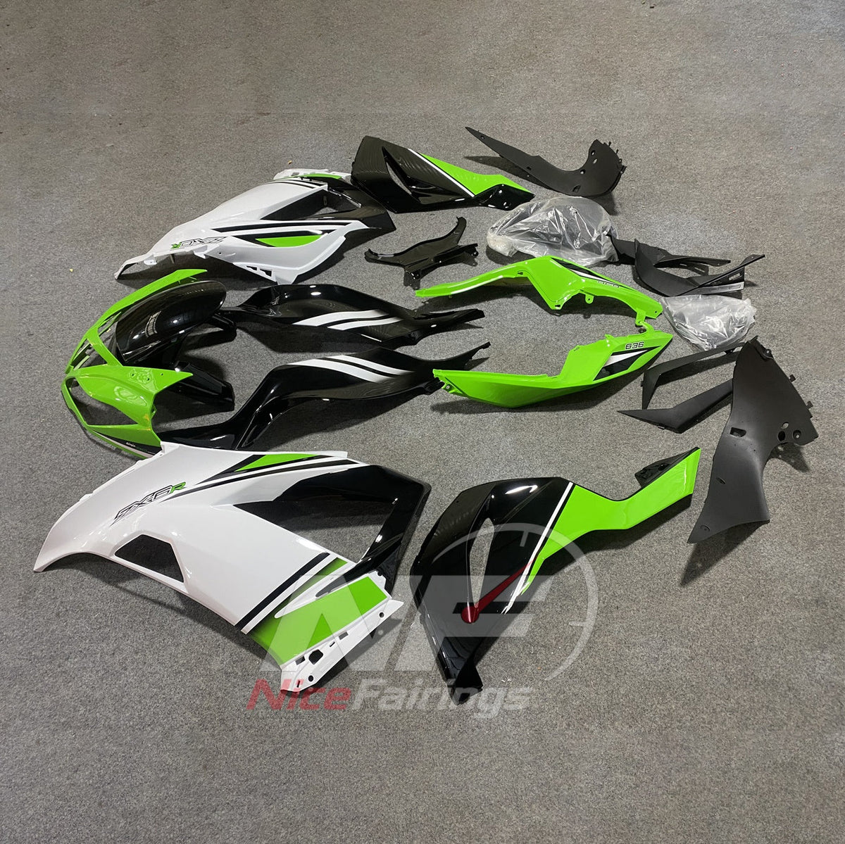 Aftermarket ABS Motorcycle Fairings Compatible with KAWASAKI ZX6R 2013-2018 | NiceFairings - front angle image