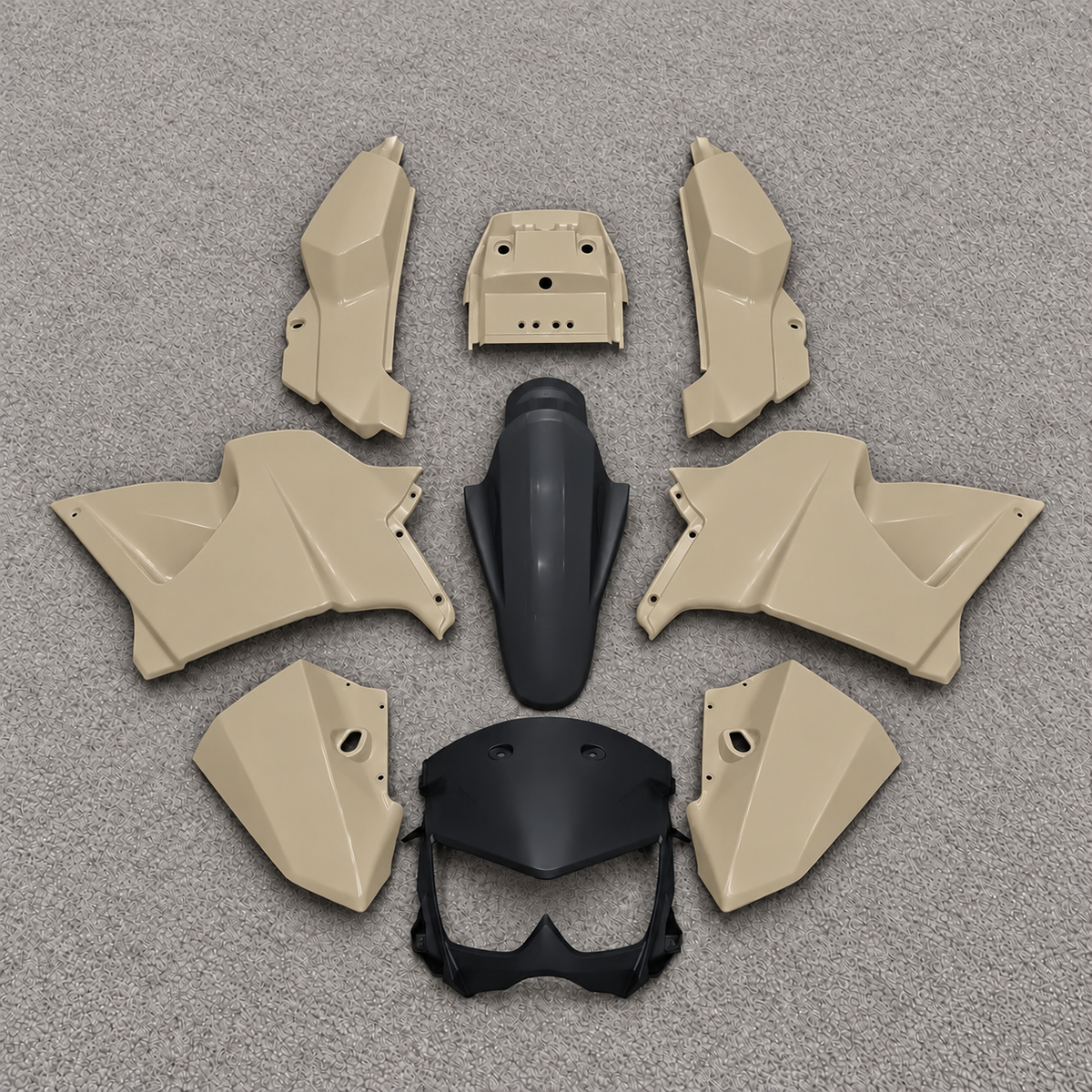 Replacement Fairings Fit 2005-2008 KAWASAKI KLE500 - Injection-Molded ABS Plastic - Ivory | NiceFairings - paint design NO.8 option image
