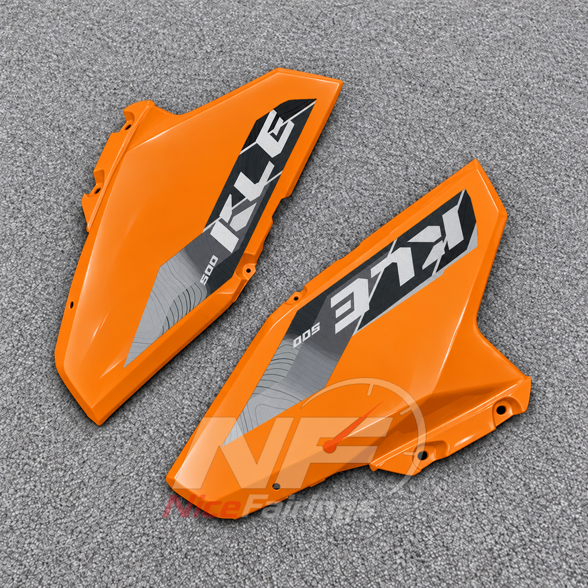 Aftermarket Fairing Kit Fits 2026-2027 KAWASAKI KLE500 - Motorcycle ABS Bodywork - Orange Black | NiceFairings - front angle image