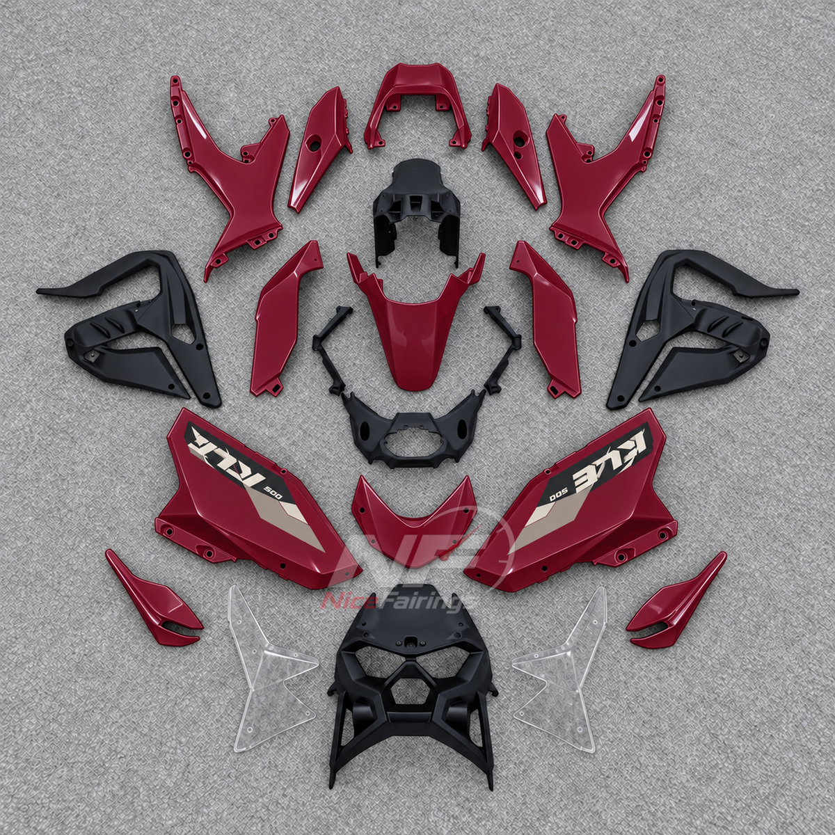 Replacement Fairings Fit 2026-2027 KAWASAKI KLE500 - Custom-Painted ABS Bodywork - Burgundy Red | NiceFairings - main product image