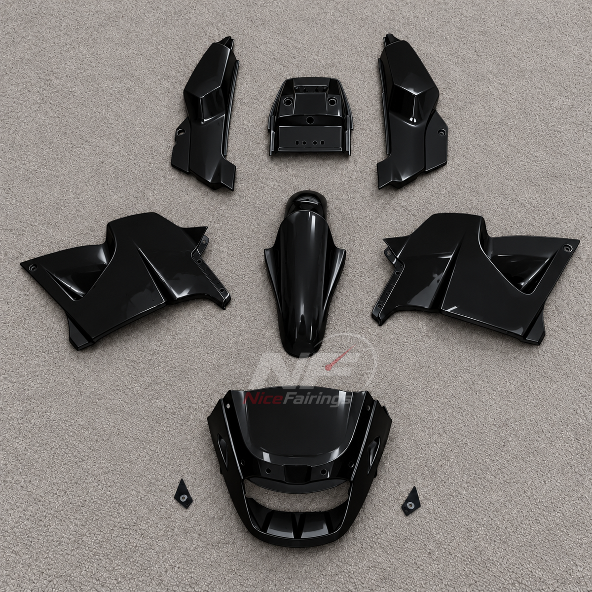 Sportbike Fairing Kit Fits 1995-2004 KAWASAKI KLE500 - Injection-Molded ABS Plastic - Sage Green Black | NiceFairings - paint design NO.9 option image