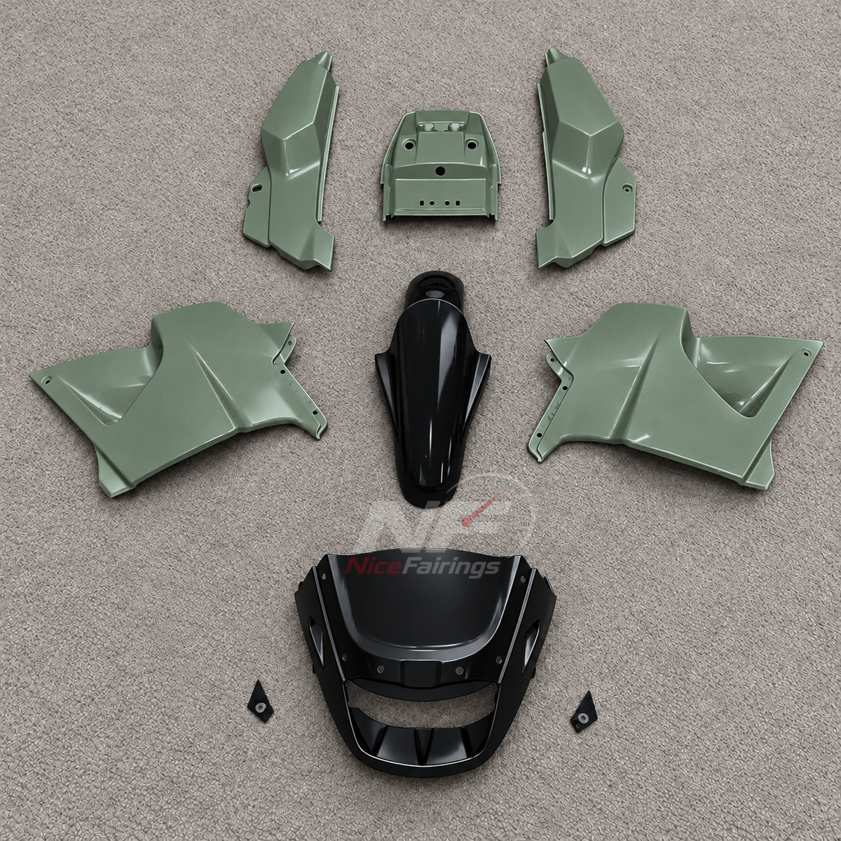 Fairings Kit Fits 1995-2004 KAWASAKI KLE500 - Injection-Molded ABS Plastic - Gray | NiceFairings - paint design NO.6 option image
