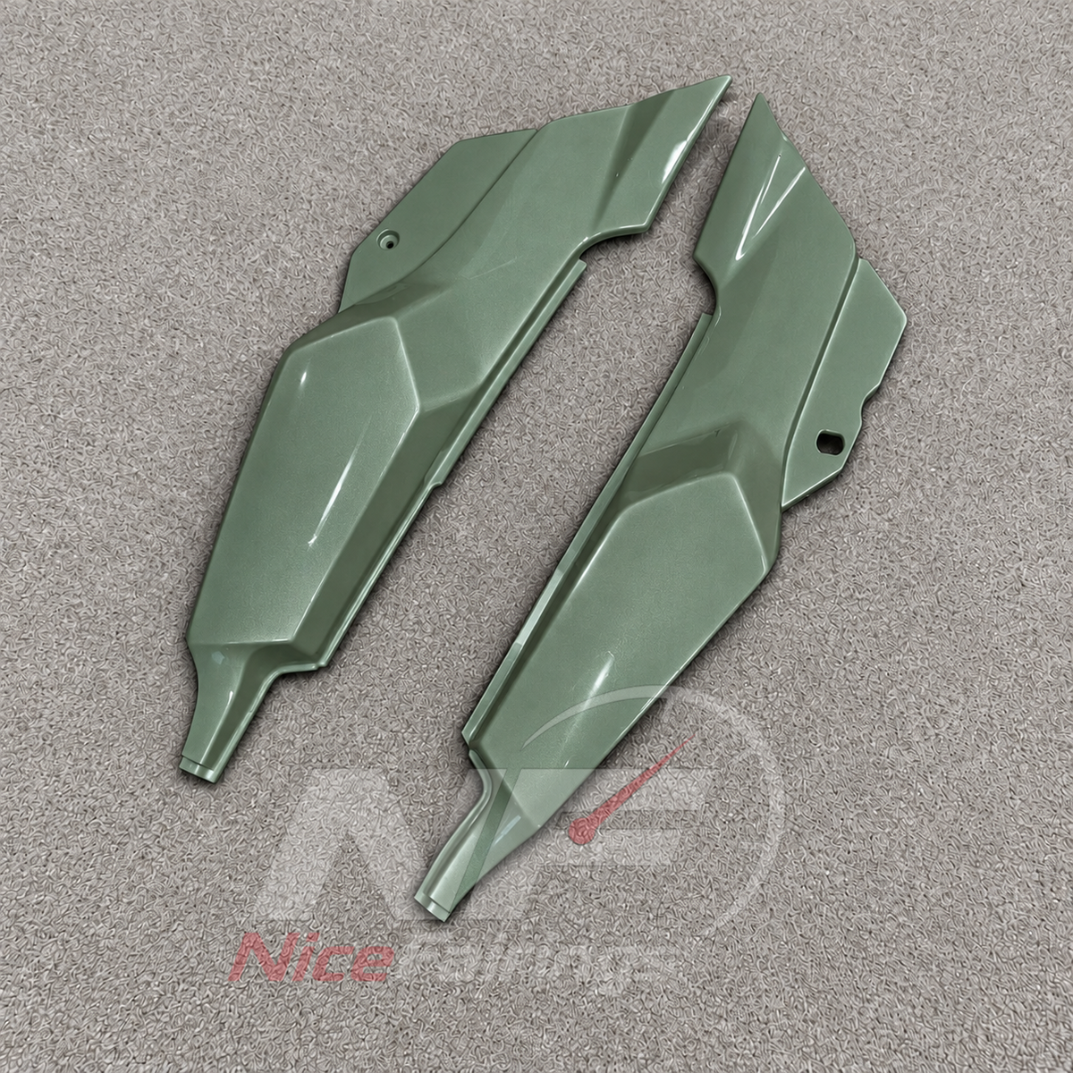 Sportbike Fairing Kit Fits 1995-2004 KAWASAKI KLE500 - Injection-Molded ABS Plastic - Sage Green Black | NiceFairings - detail angle image