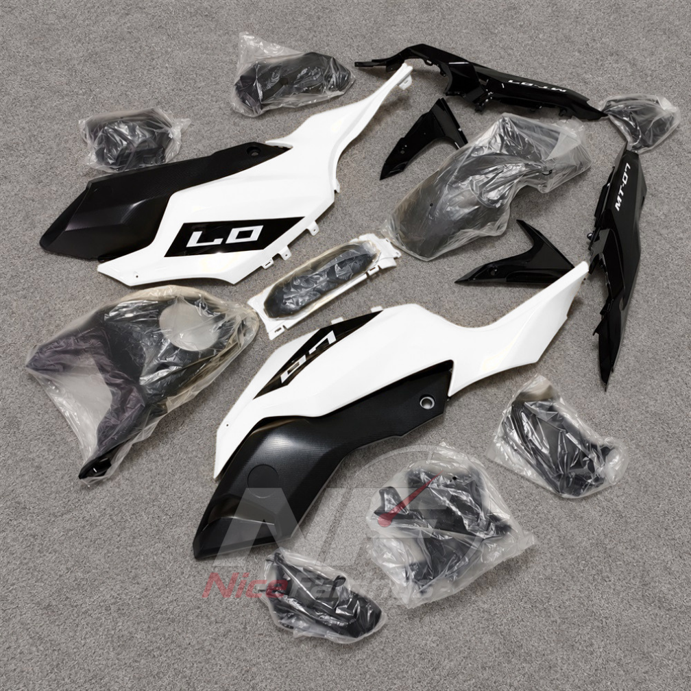 2014-2017 Yamaha MT-07 FZ-07 ABS fairing kit - White Black Graphic ABS Panels - view 3