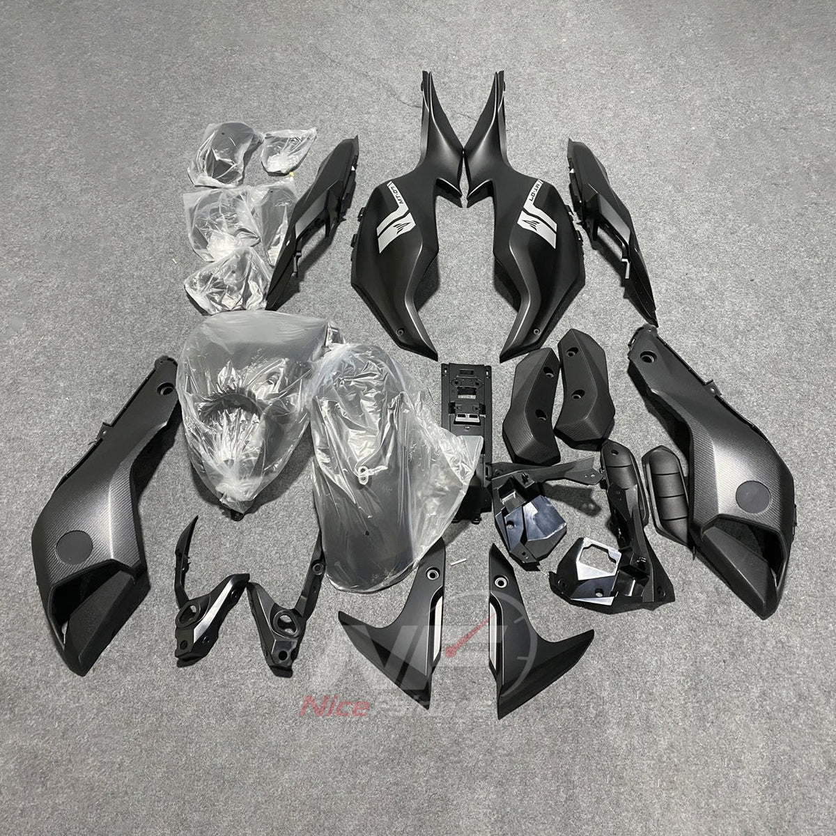 2014-2017 Yamaha MT-07 FZ-07 ABS fairing kit - Silver Black ABS Fairings - front layout
