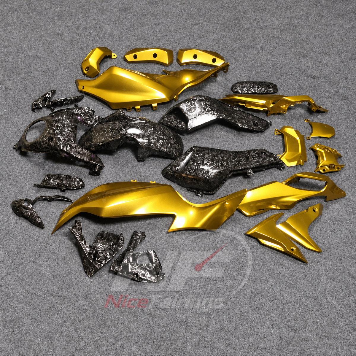 2014-2017 Yamaha MT-07 FZ-07 ABS fairing kit - Yellow Carbon Fiber Look ABS - view 2