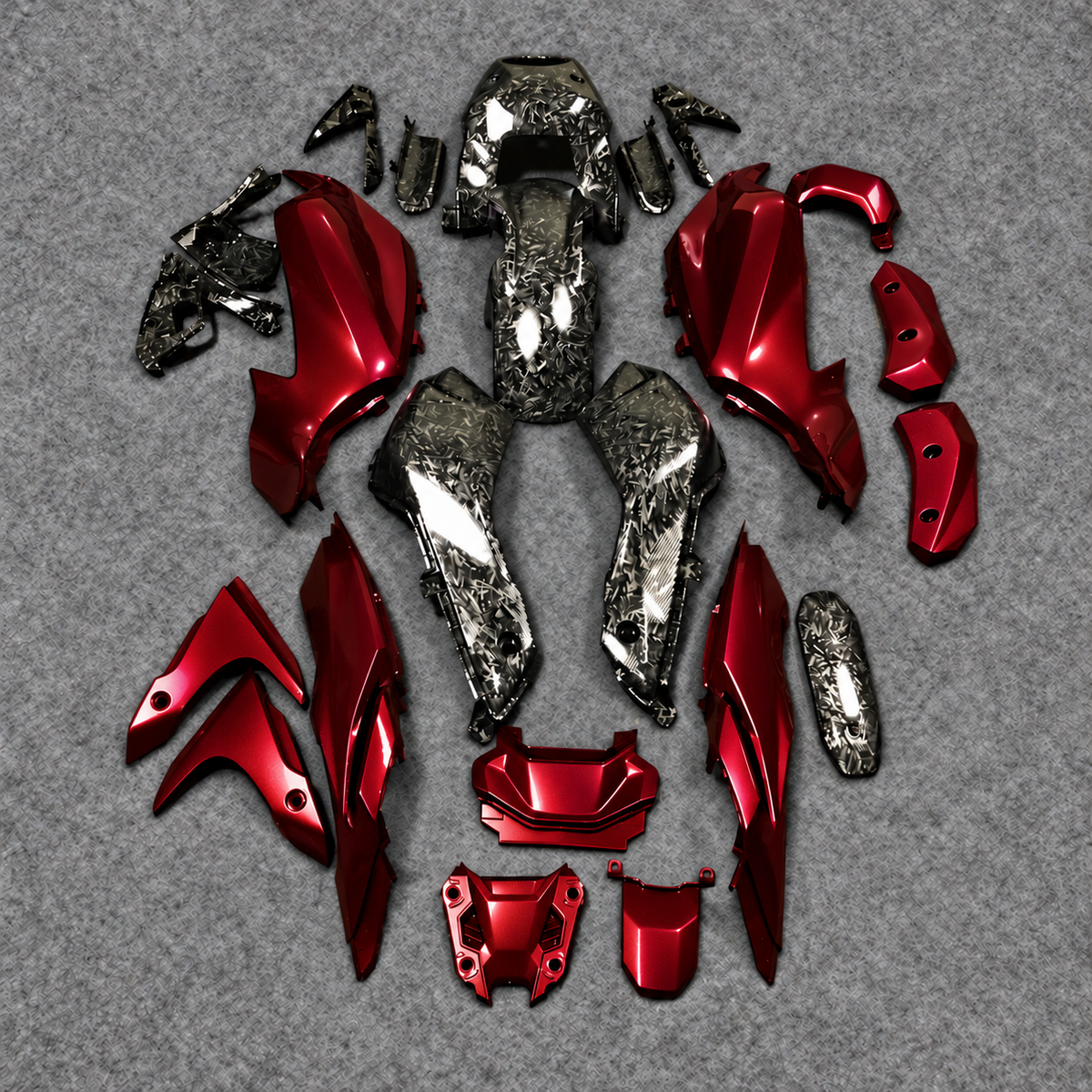 2014-2017 Yamaha MT-07 FZ-07 ABS fairing kit - Red Carbon Fiber Look ABS - view 2