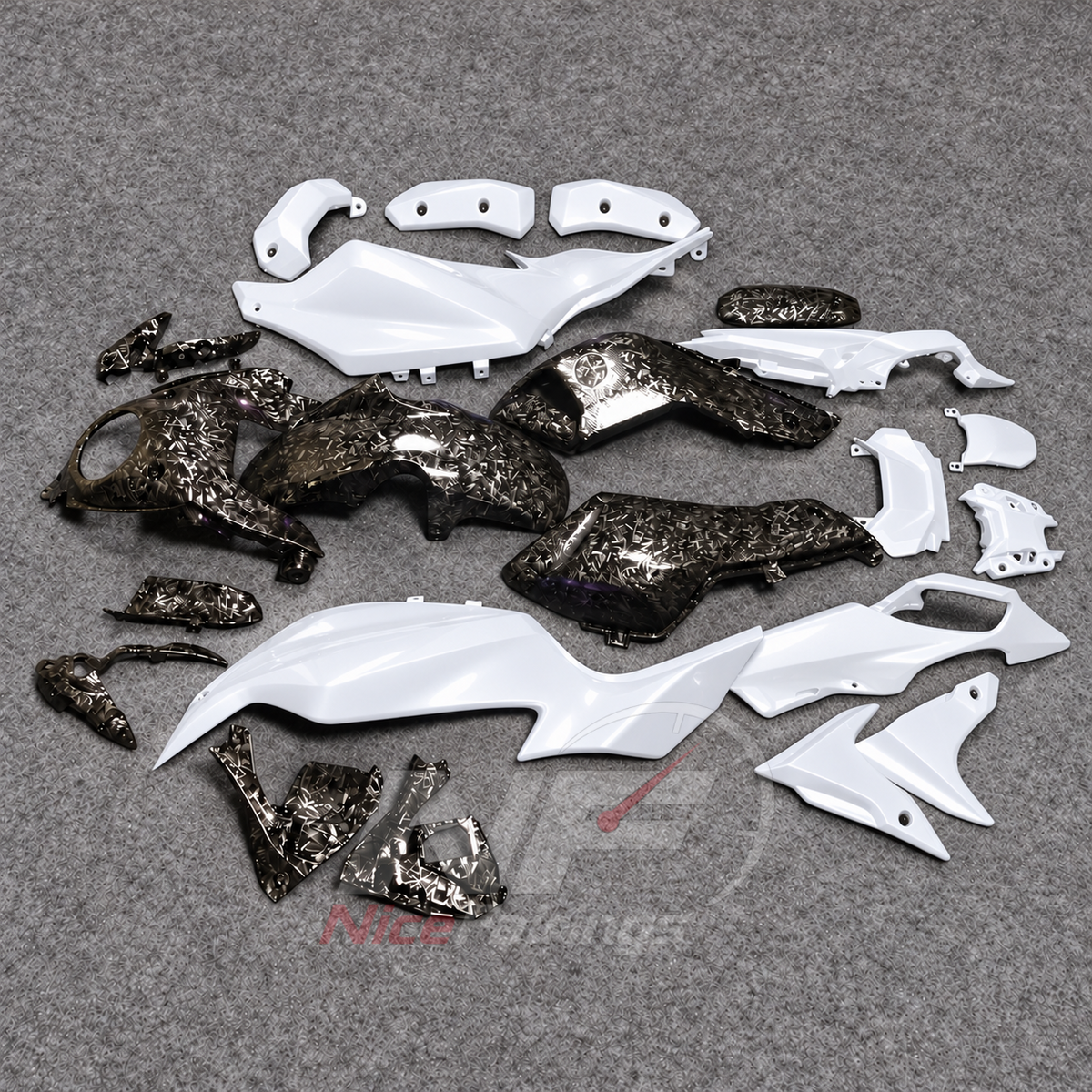 2014-2017 Yamaha MT-07 FZ-07 ABS fairing kit - White Carbon Fiber Look ABS - view 2