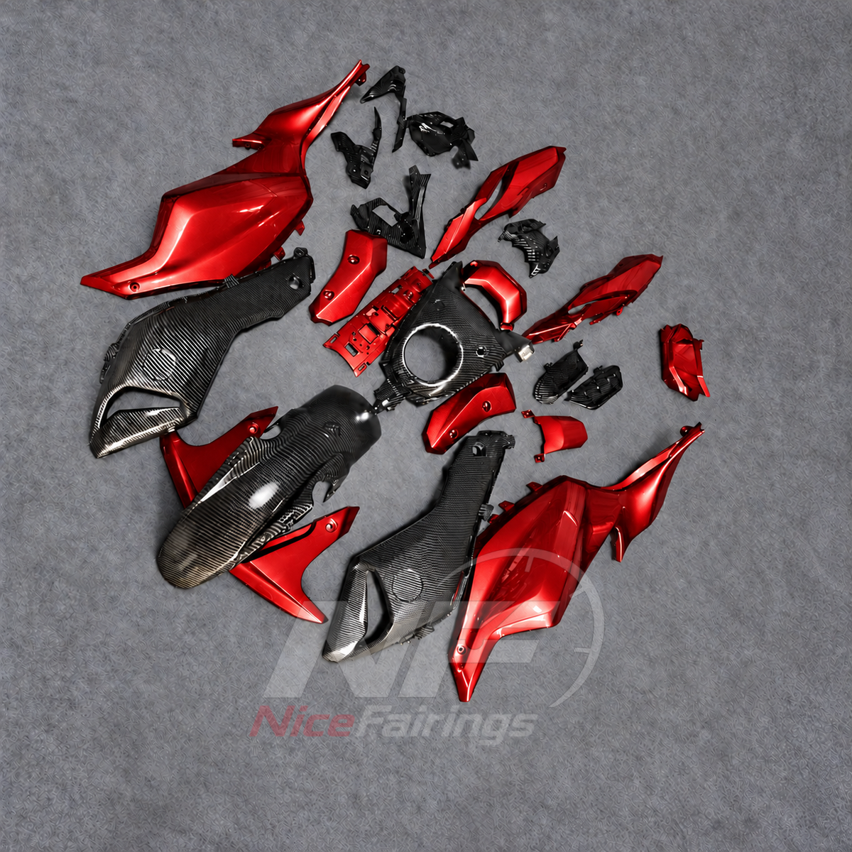 2014-2017 Yamaha MT-07 FZ-07 ABS fairing kit - Red Gray ABS Bodywork - view 3