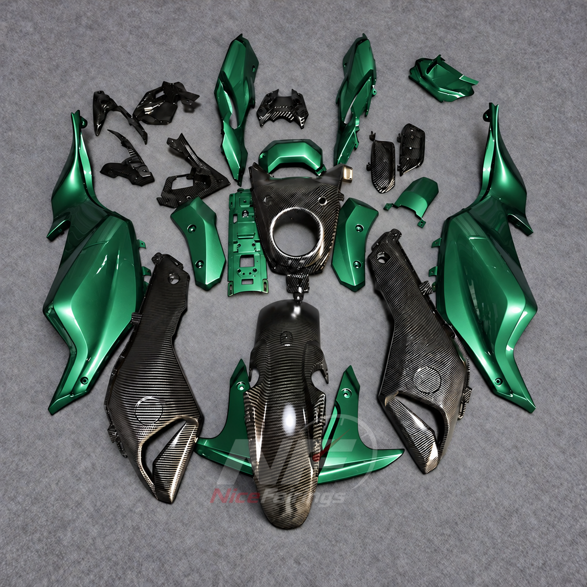 2014-2017 Yamaha MT-07 FZ-07 ABS fairing kit - Green Gray ABS Fairings - NO.5 option
