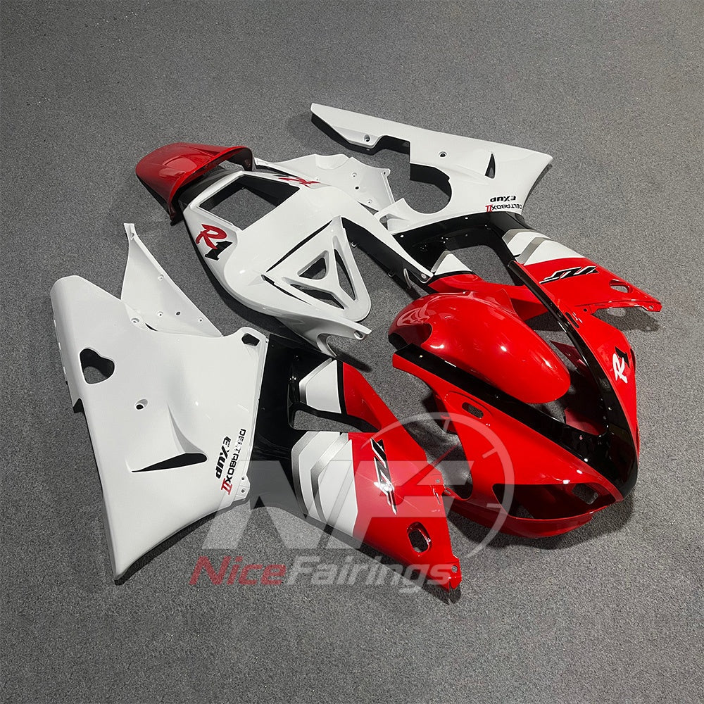 ABS Injection Fairing Kit Fits YAMAHA YZF-R1 RN01 1998-1999 - Red White | NiceFairings - front angle image