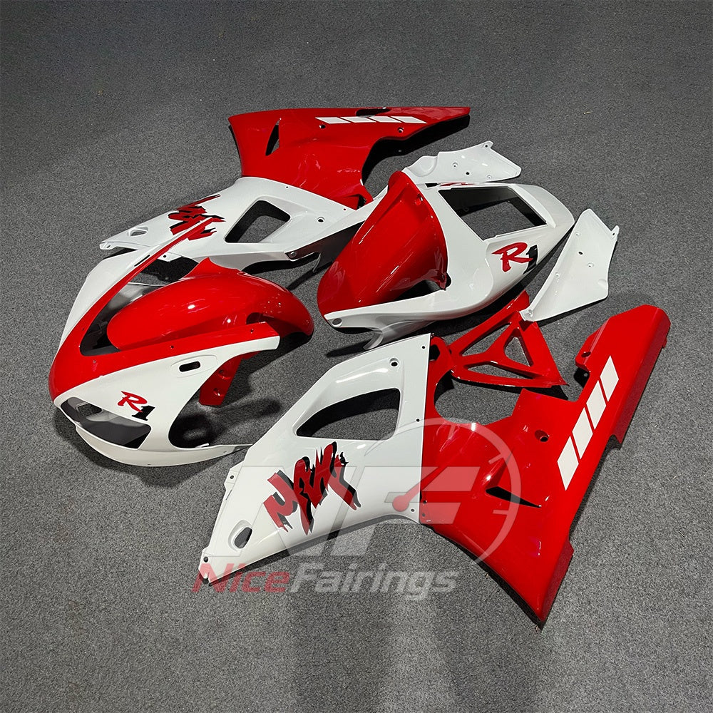 ABS Plastic Cowling Kit Fits YAMAHA YZF-R1 RN01 1998-1999 - Red White Graphic | NiceFairings - front angle image