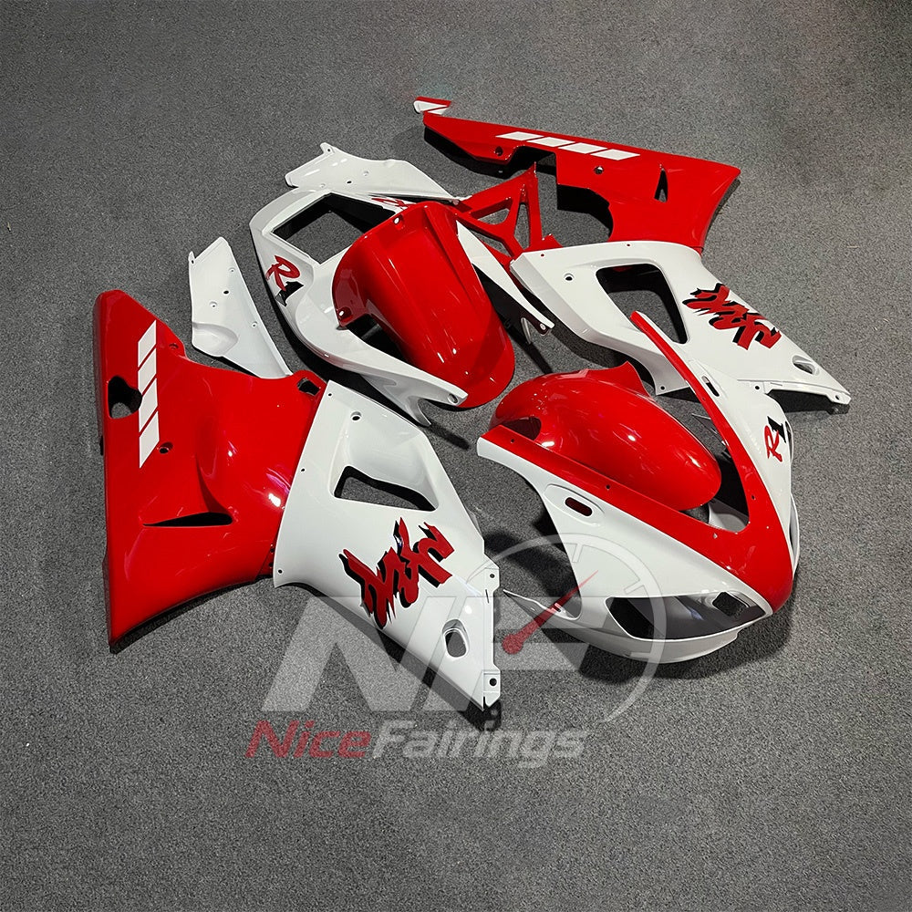 ABS Plastic Cowling Kit Fits YAMAHA YZF-R1 RN01 1998-1999 - Red White Graphic | NiceFairings - side angle image