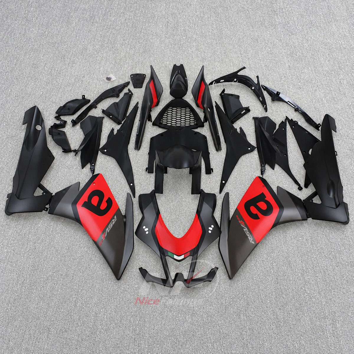 Fairing Kit Fits 2009-2014 APRILIA RSV4 1000 - ABS Plastic Bodywork - Dark Gray Black Red | NiceFairings - paint design NO.2 option image