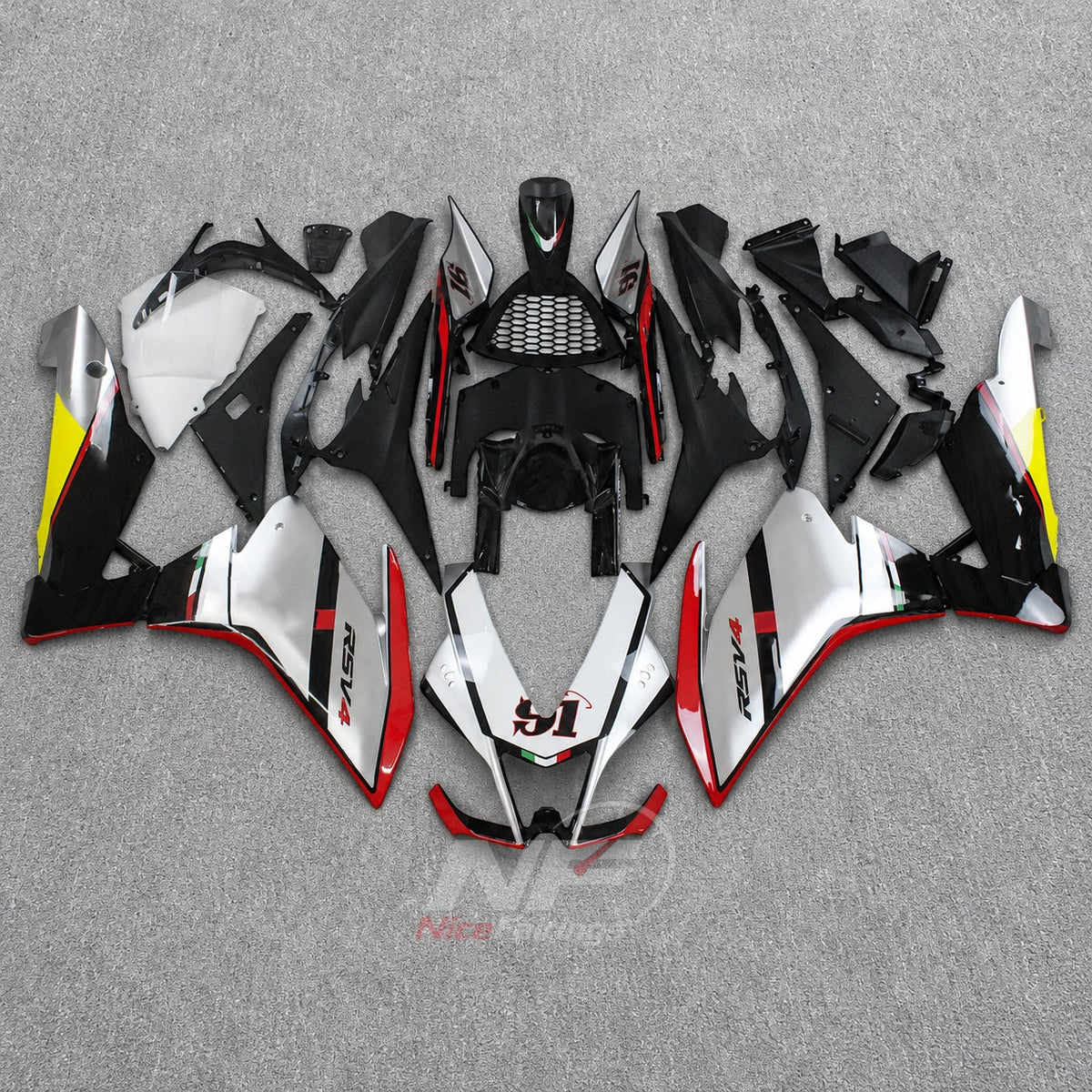 Aftermarket Fairing Kit Fits 2009-2014 APRILIA RSV4 1000 - ABS Plastic Bodywork - White Black Red | NiceFairings - main product image