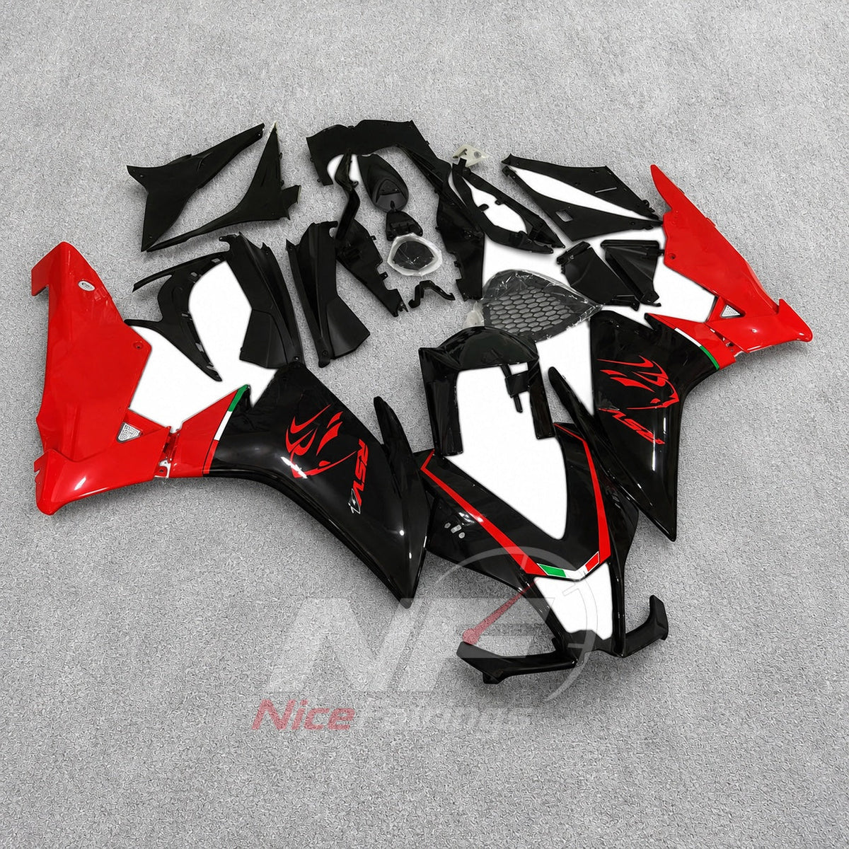 Aftermarket Fairing Kit Fits 2009-2014 APRILIA RSV4 1000 - ABS Plastic Bodywork - Red Black White | NiceFairings - side angle image