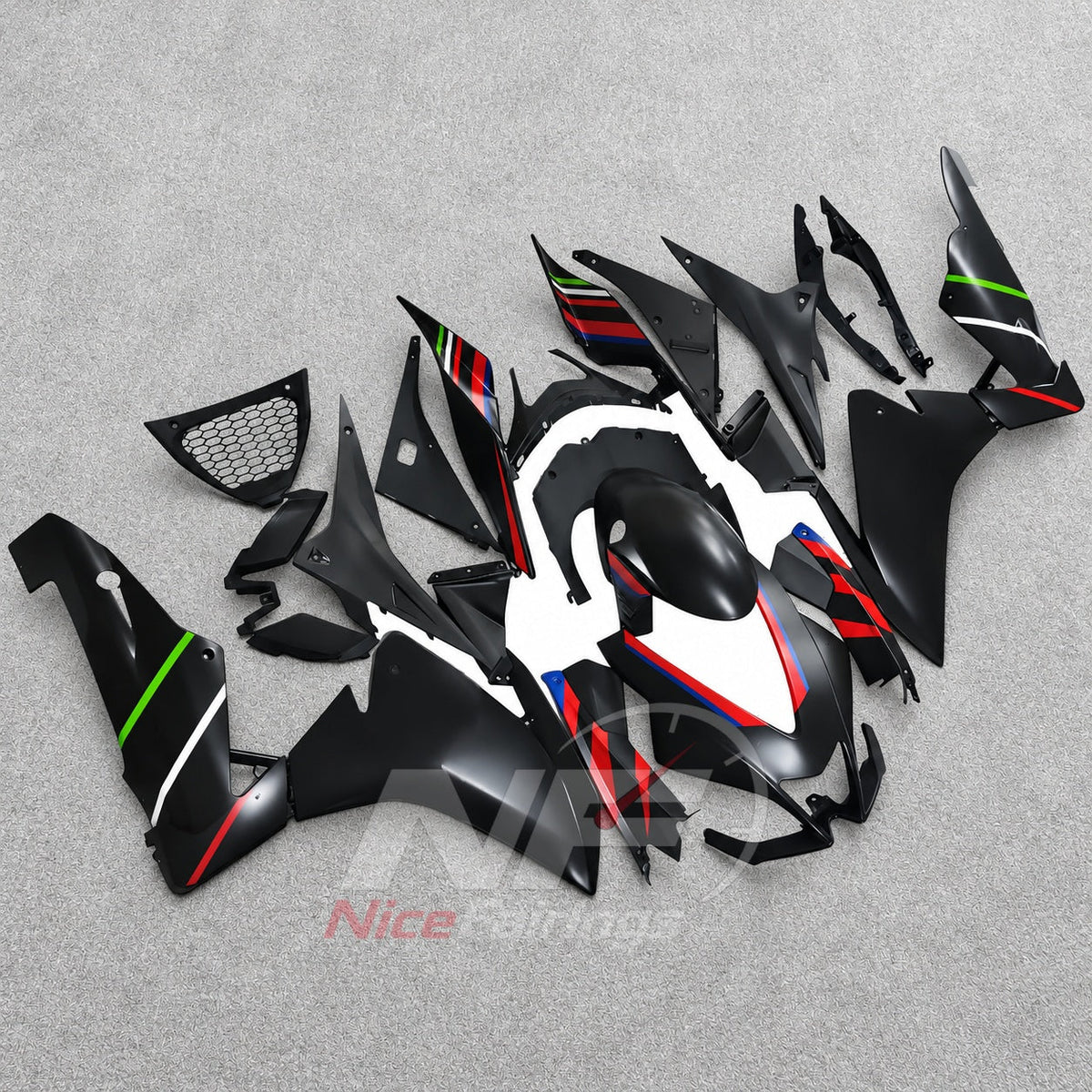 Replacement Fairings Fit 2009-2014 APRILIA RSV4 1000 - ABS Plastic Bodywork - Black Red White Green | NiceFairings - front angle image