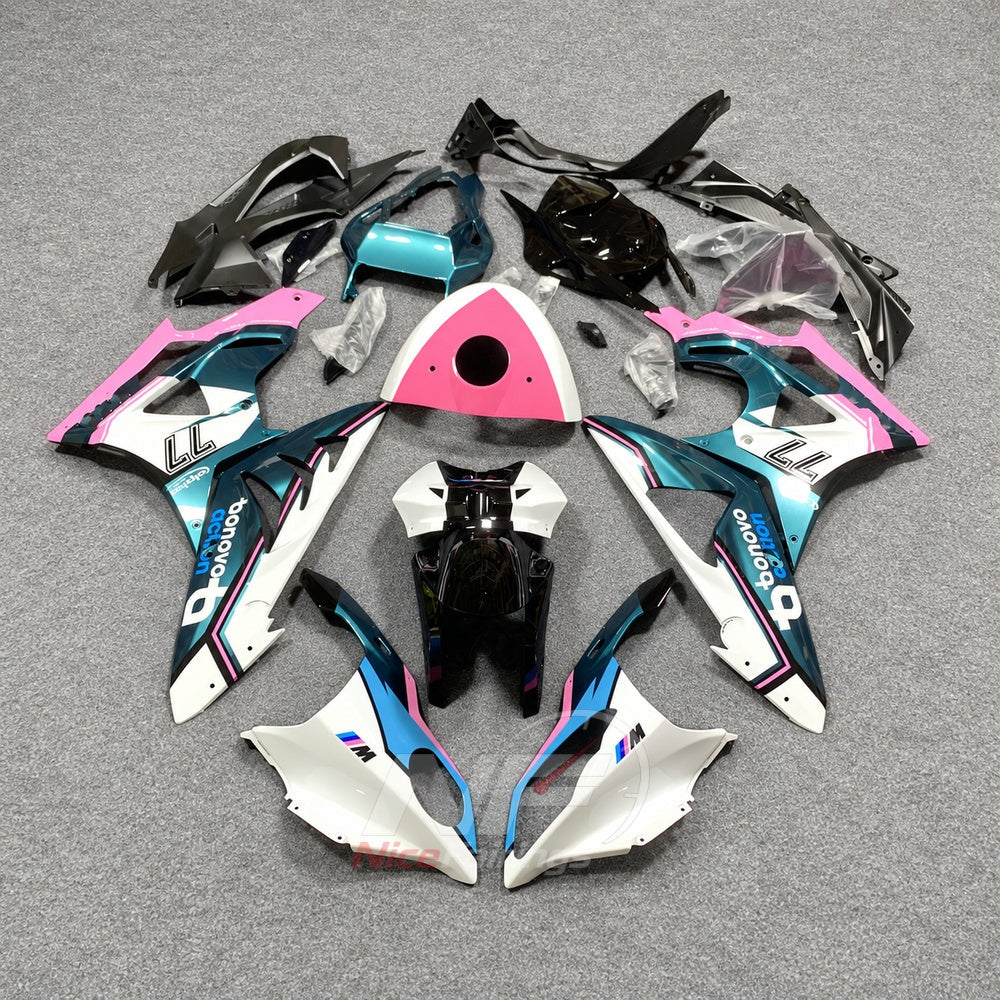 Fairings Kit Fits 2009-2014 BMW S1000RR - Injection-Molded ABS - Emerald Green Black with Tank Cover | NiceFairings - paint design NO.7 option image
