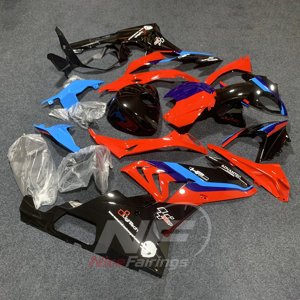 Fairings Kit Fits 2015-2016 BMW S1000RR - Orange Blue Black - Tank Cover Included - Injection-Molded ABS Plastic | NiceFairings - side angle image