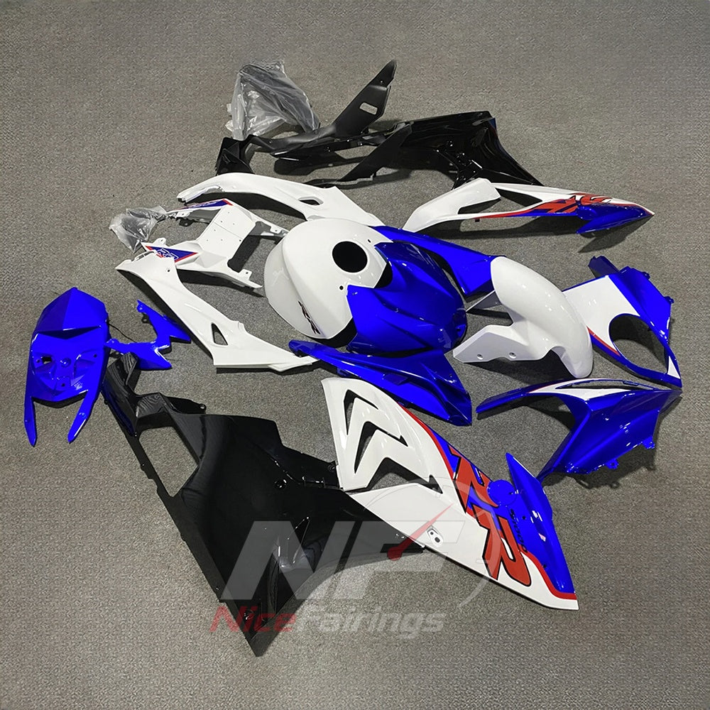 Motorcycle Fairing Kit Fits 2015-2016 BMW S1000RR - White Blue Red Motorsport - Tank Cover Included - Injection-Molded ABS Plastic | NiceFairings - side angle image