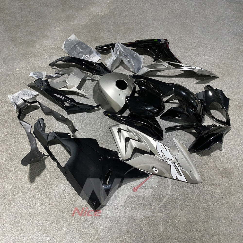 Aftermarket Fairing Kit Fits 2015-2016 BMW S1000RR - White Black - Tank Cover Included - Injection-Molded ABS Plastic | NiceFairings - side angle image
