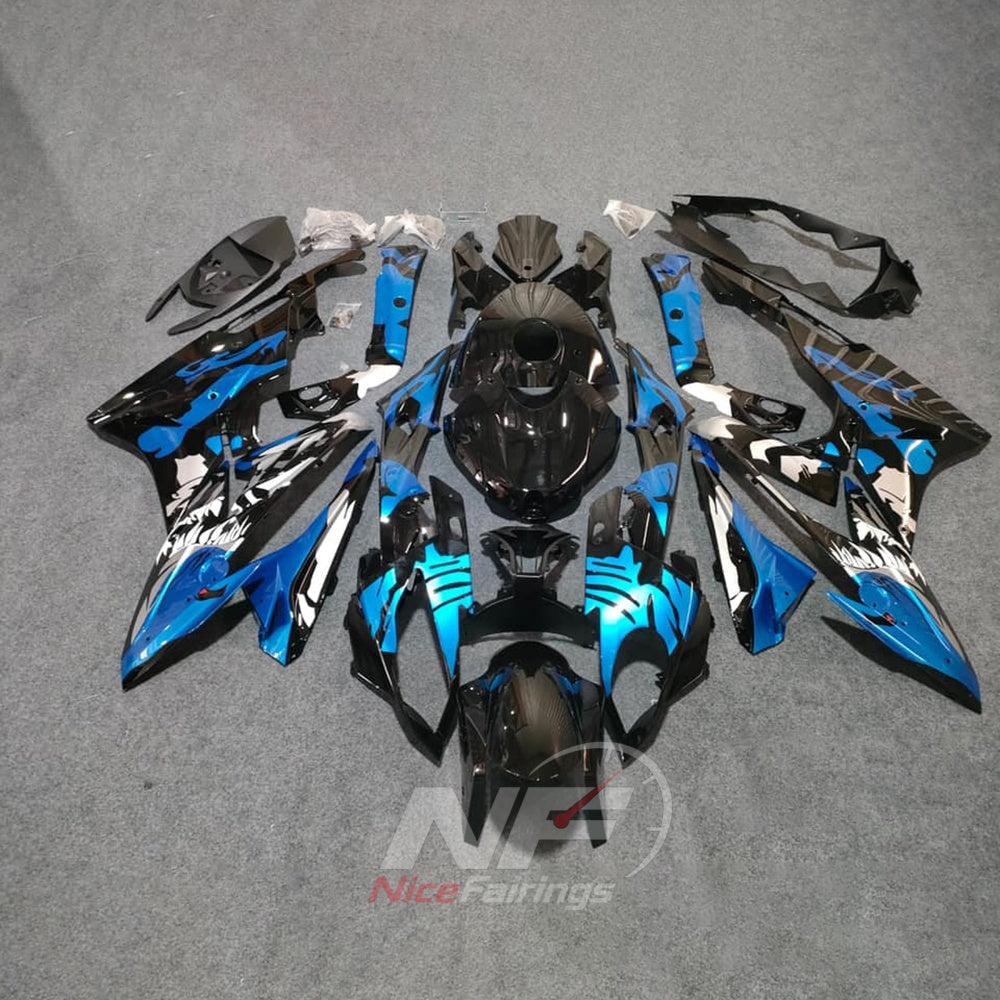 Fairings Kit Fits 2015-2016 BMW S1000RR - Blue Yellow Black Carbon Fiber Look - ABS Plastic Bodywork | NiceFairings - paint design NO.3 option image