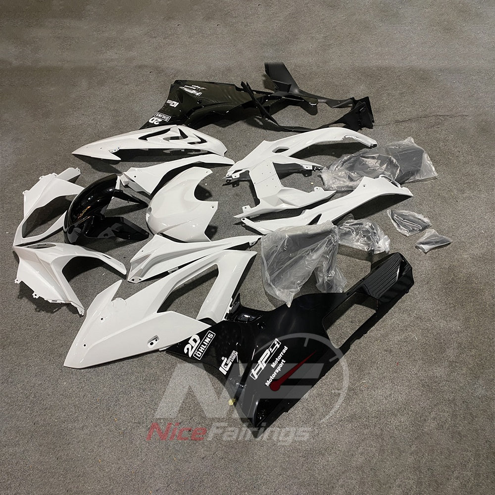 Aftermarket Fairing Kit Fits 2015-2016 BMW S1000RR - White Black - Injection-Molded ABS Plastic | NiceFairings - side angle image