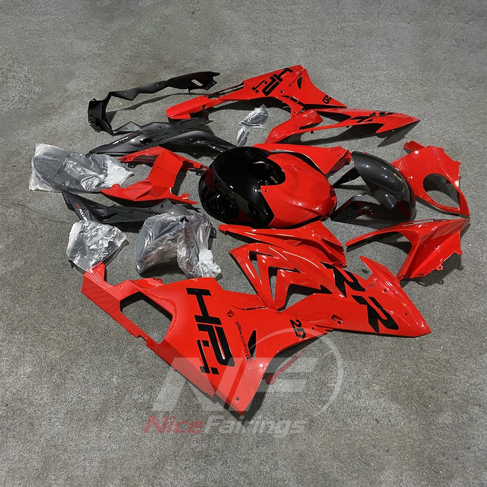 Custom Fairings Fit 2015-2016 BMW S1000RR - Red Black - Tank Cover Included - Injection-Molded ABS Plastic | NiceFairings - front angle image