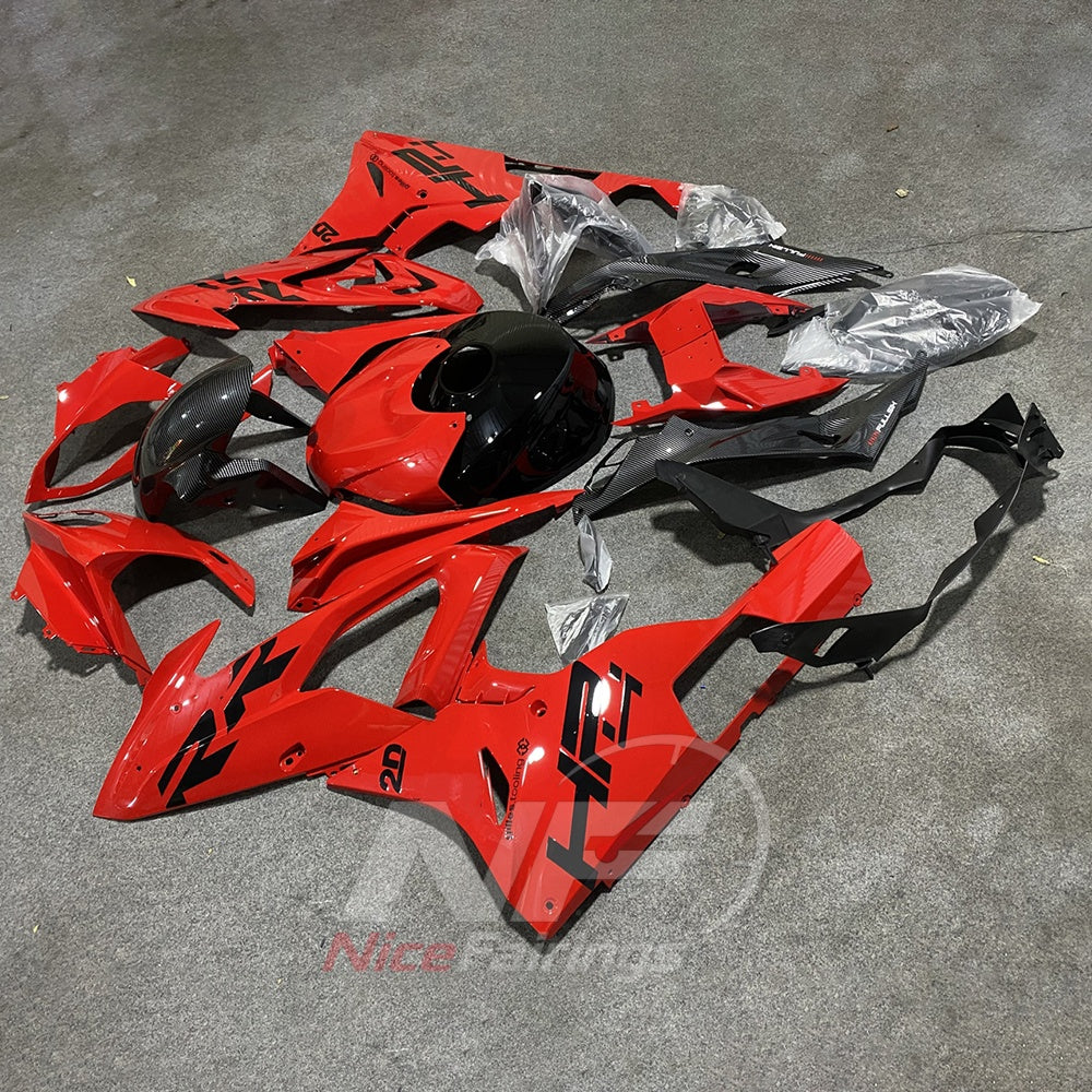 Custom Fairings Fit 2015-2016 BMW S1000RR - Red Black - Tank Cover Included - Injection-Molded ABS Plastic | NiceFairings - side angle image