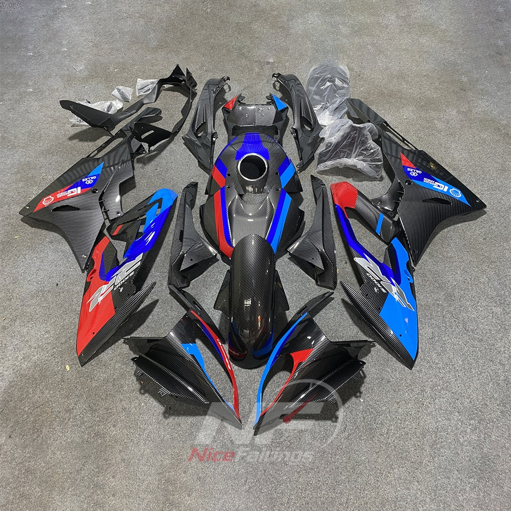 Replacement Fairings Fit 2015-2016 BMW S1000RR - Blue Black Carbon Fiber Look - ABS Plastic Bodywork | NiceFairings - paint design NO.3 option image