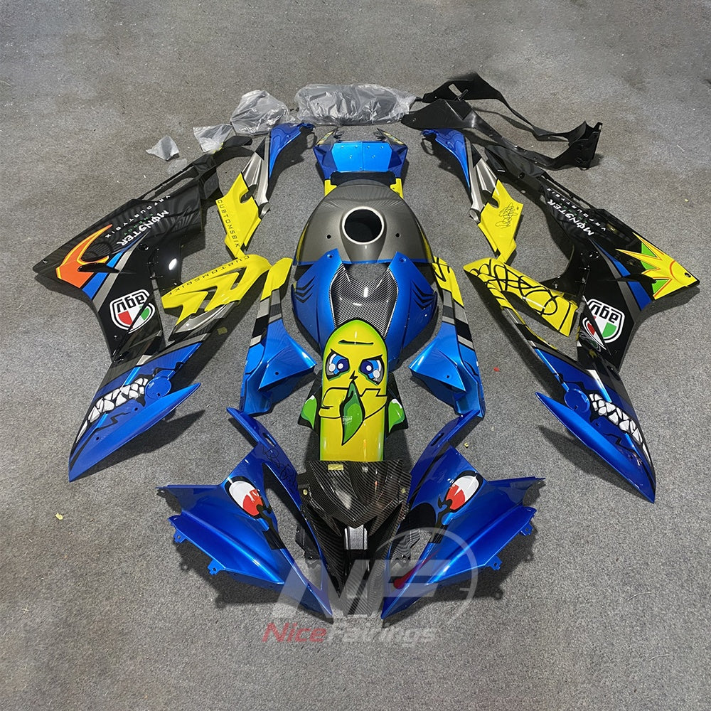 Aftermarket Fairing Kit Fits 2015-2016 BMW S1000RR - Blue Black Red Carbon Fiber Look - ABS Plastic Bodywork | NiceFairings - paint design NO.2 option image