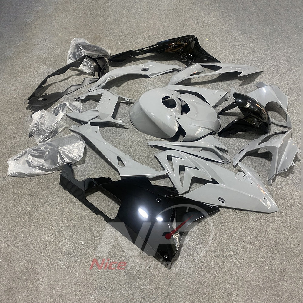 ABS Plastic Fairing Kit Fits 2015-2016 BMW S1000RR - White Black Race Graphic - Tank Cover Included - Injection-Molded Bodywork | NiceFairings - front angle image