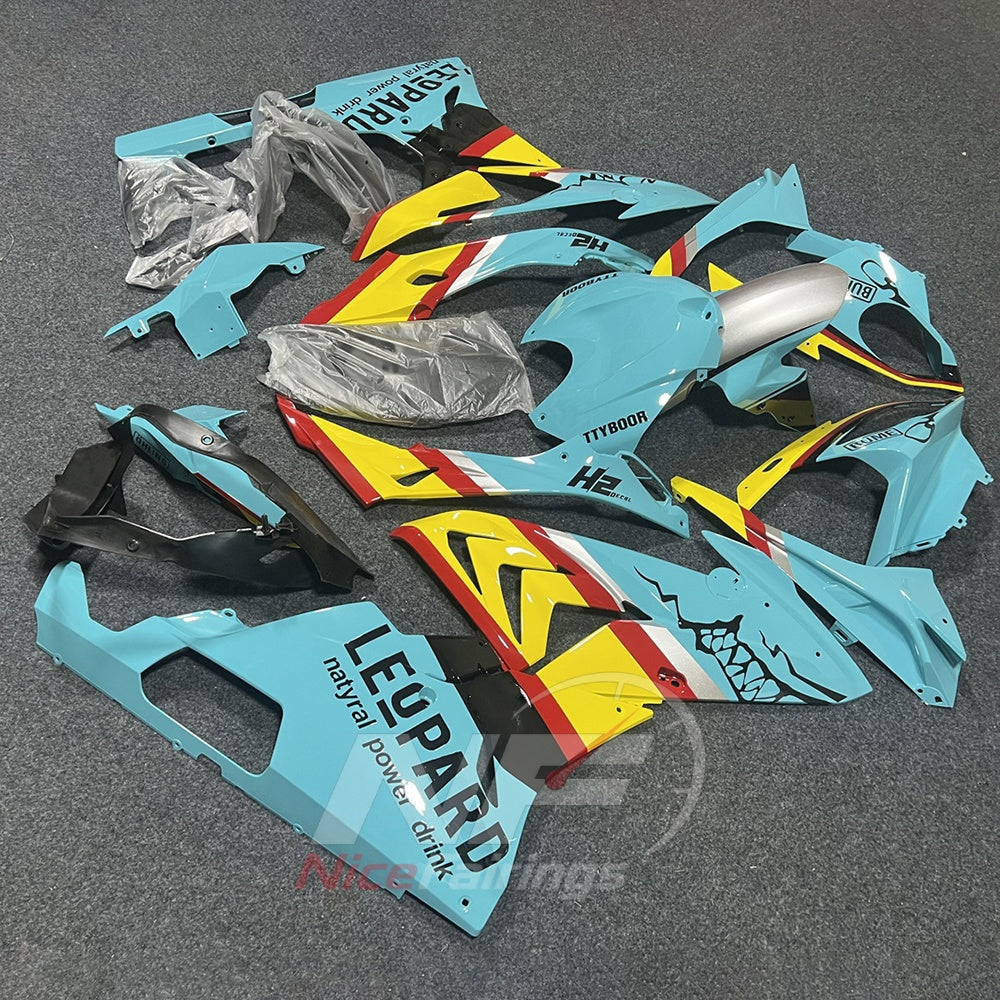 Custom Fairings Fit 2015-2016 BMW S1000RR - Cyan Yellow Red - Injection-Molded ABS Plastic | NiceFairings - front angle image