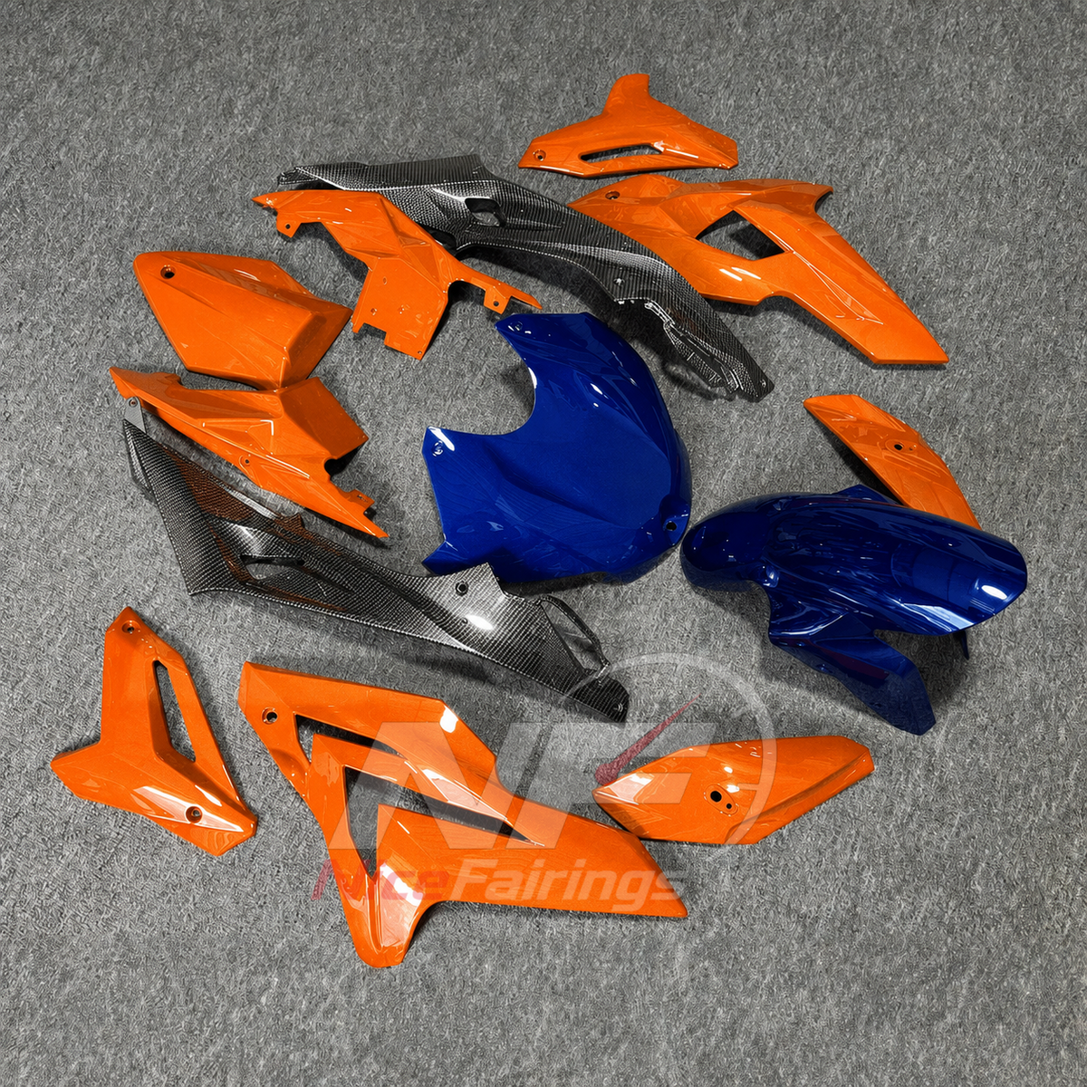 Aftermarket Fairing Kit Fits 2014-2016 BMW S1000R - ABS Fairing Panels - Orange Blue | NiceFairings - front angle image
