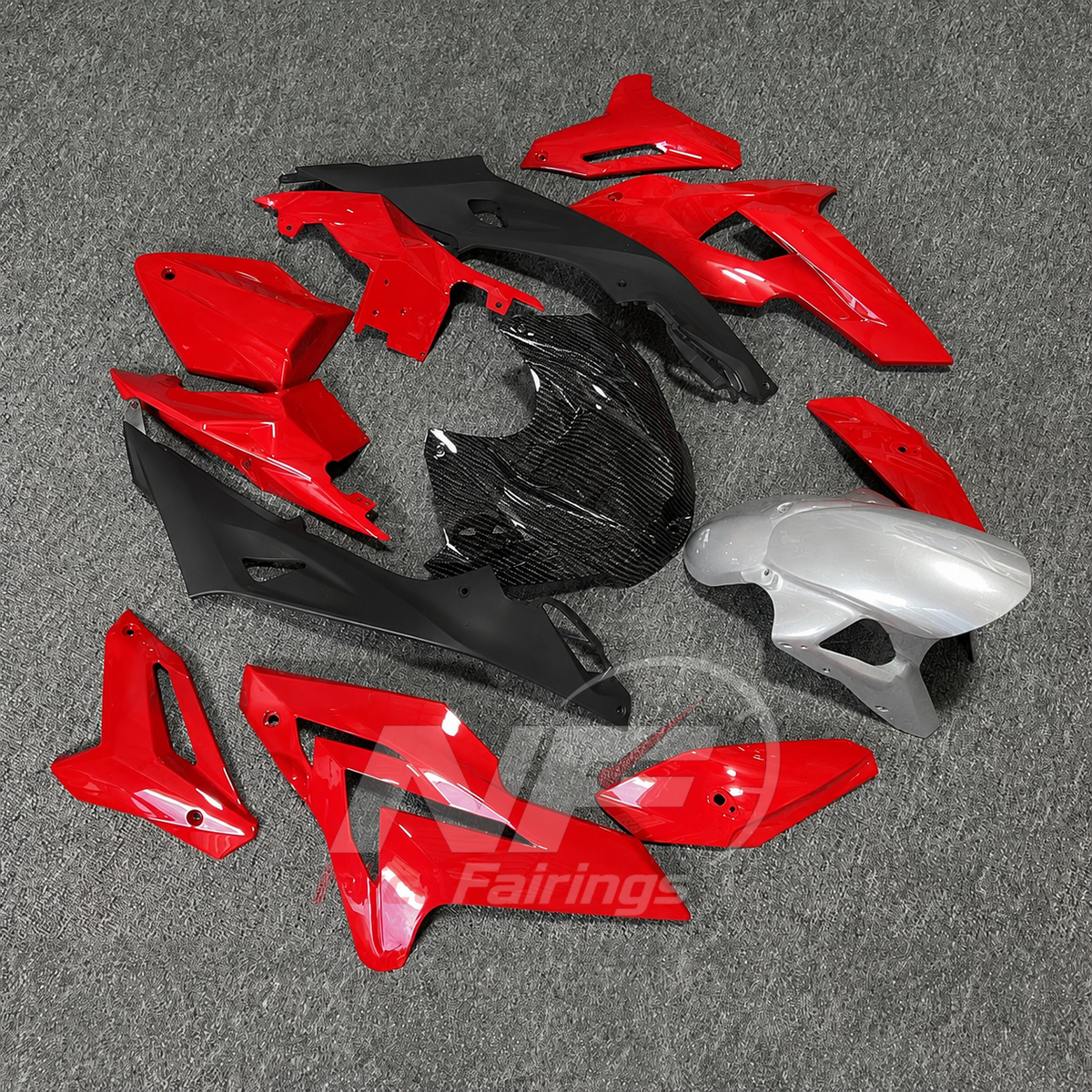 Fairings Kit Fits 2014-2016 BMW S1000R - Custom-Painted ABS Bodywork - Red Black Silver | NiceFairings - side angle image