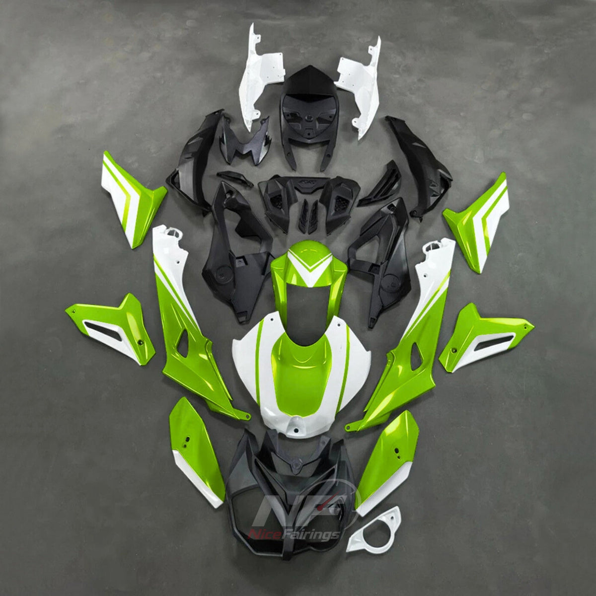 Aftermarket Fairing Kit Fits 2017-2020 BMW S1000R - Sportbike ABS Bodywork - Lime Green White Black | NiceFairings - main product image