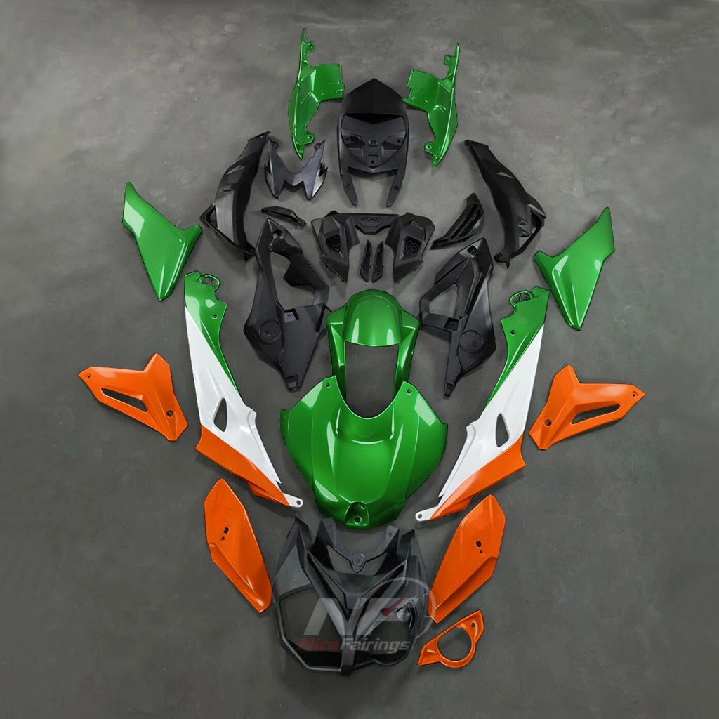 ABS Plastic Fairing Kit Fits 2017-2020 BMW S1000R - Sportbike Bodywork - Green Orange White | NiceFairings - main product image