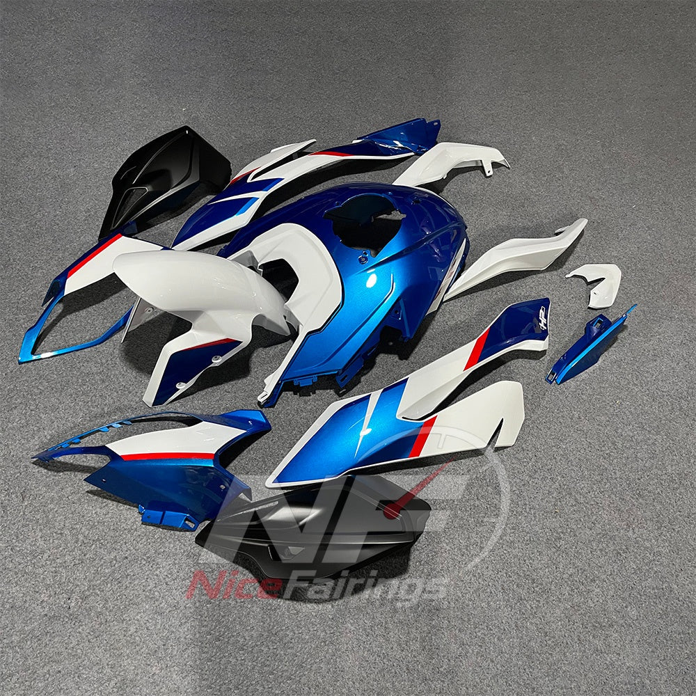 Aftermarket Fairing Kit Fits 2015-2019 BMW S1000XR - Motorcycle ABS Bodywork - Blue White Red | NiceFairings - side angle image