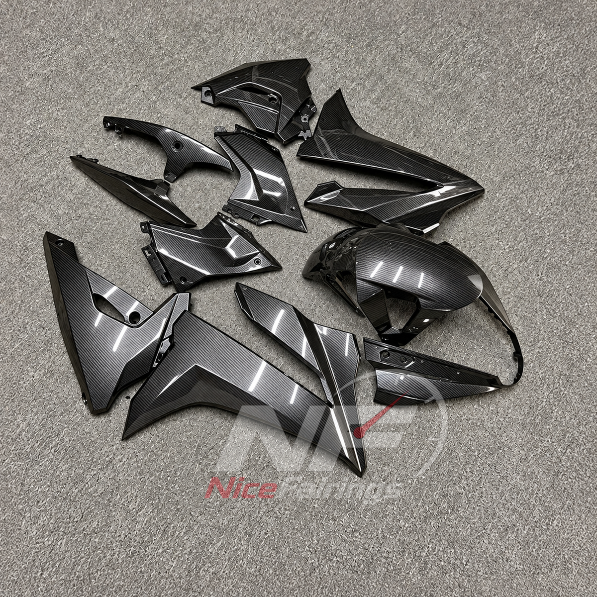 Replacement Fairings Compatible with 2024-2026 SUZUKI GSX8R - ABS - Carbon Fiber Look | NiceFairings - front angle image